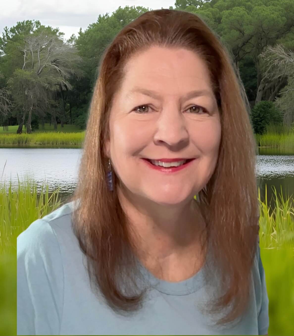 Headshot of Camey Carson in front of a Florida lake and woods background.